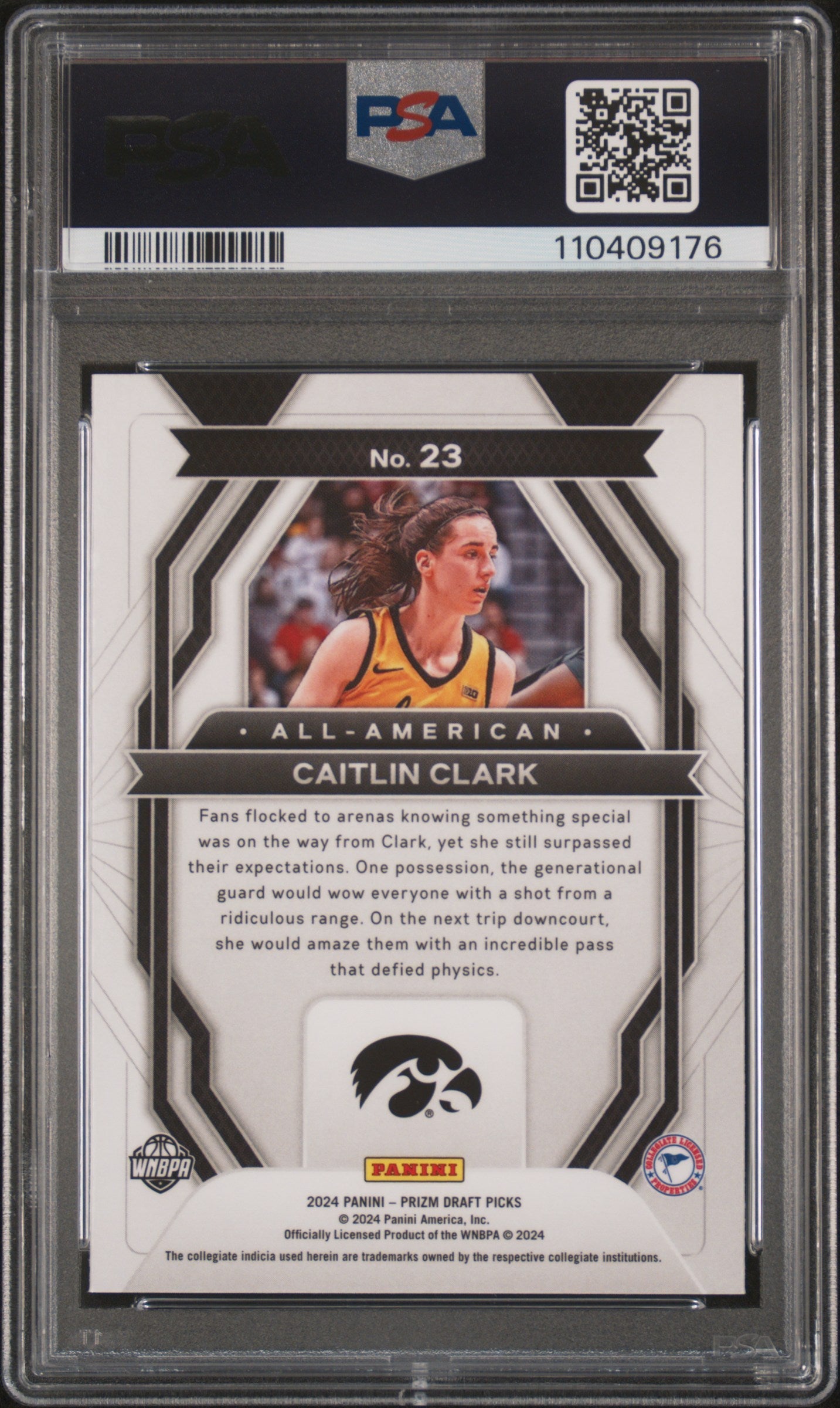 Graded 2024 Panini Prizm Draft Picks Caitlin Clark #23 All American Rookie RC Basketball Card PSA 10 Gem Mint