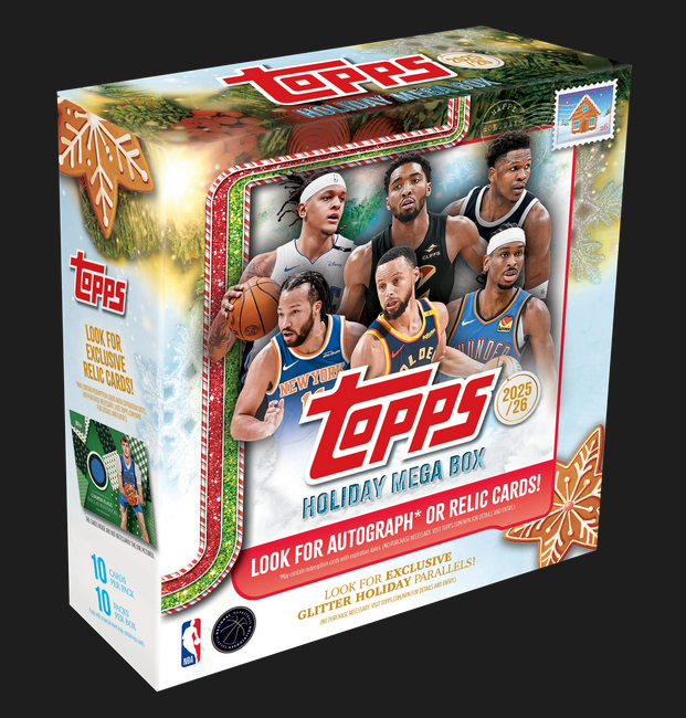 NBA Basketball Holiday Trading Cards Topps 2025-26 Mega Box Of 10 Packs (12/17/2025)