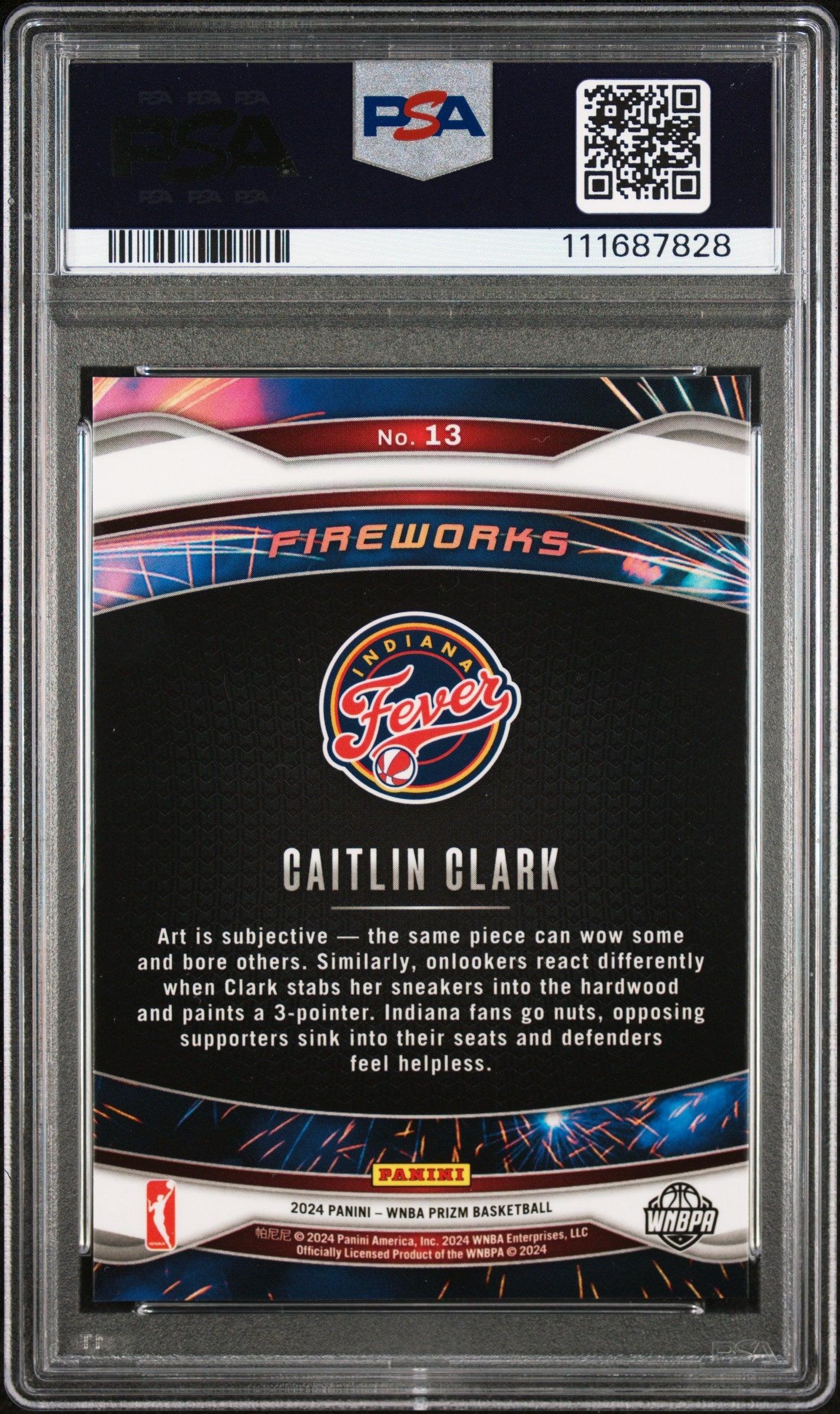 Graded 2024 Panini Prizm Caitlin Clark #13 Fireworks Rookie RC Basketball Card PSA 10 Gem Mint