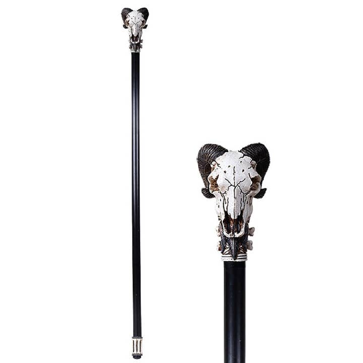 Ram Horn Skull Decorative Walking Cane - Golden Apple Comics
