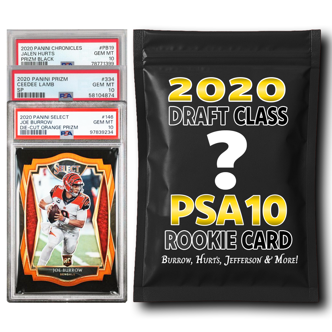 PSA 10 Graded 2020 NFL Rookie Card Mystery Pack (Burrow, Hurts, Jefferson, Lamb & More!)