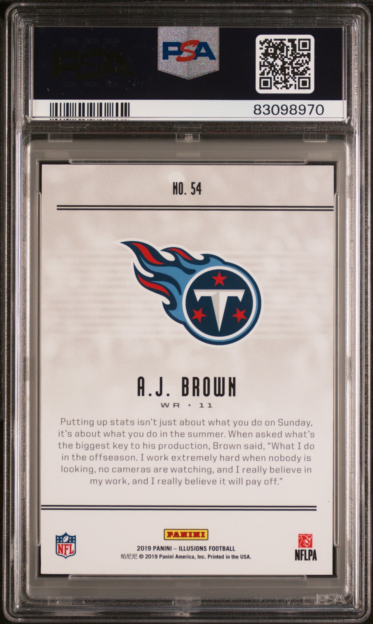 Graded 2019 Panini Illusions AJ Brown #54 Rookie RC Football Card PSA 10 Gem Mint