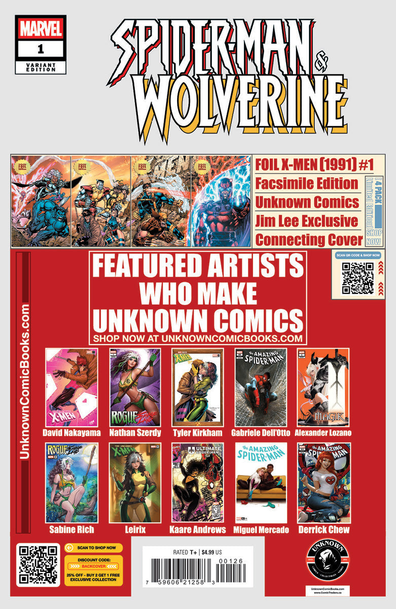 Spider-man & Wolverine #1 Unknown Comics Tyler Kirkham Exclusive Virgin Var (06/18/2025) - Golden Apple Comics