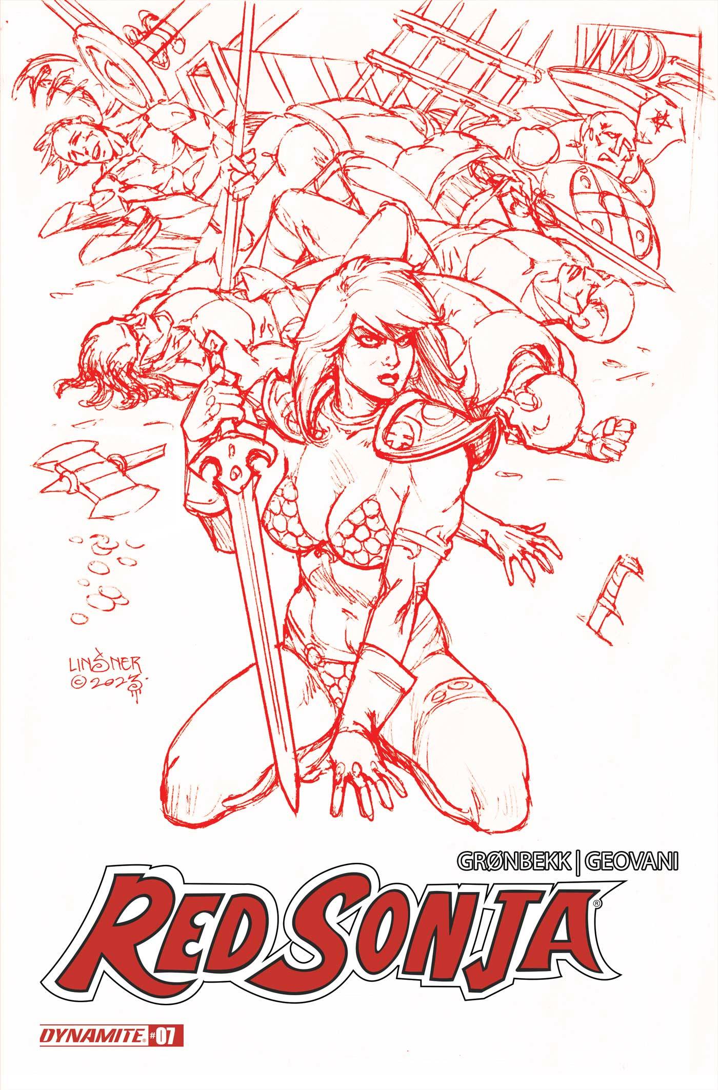 Red Sonja 2023 #7 Q 1:10 FOC Joseph Michael Linsner Fiery Red Variant (01/24/2024) Dynamite