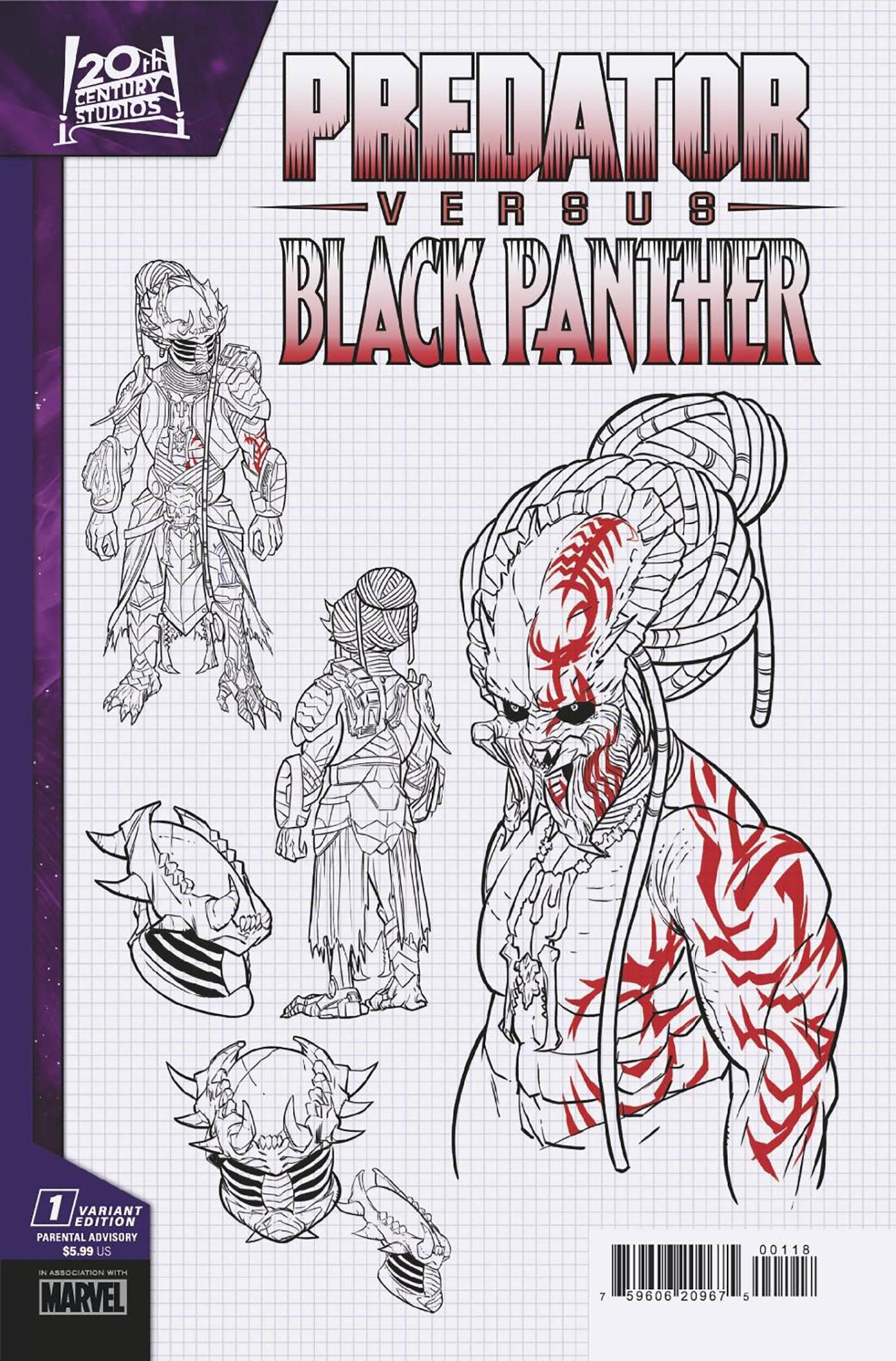Predator Vs Black Panther #1 G (Of 4) 1:10 Design Variant (08/21/2024) Marvel - Golden Apple Comics
