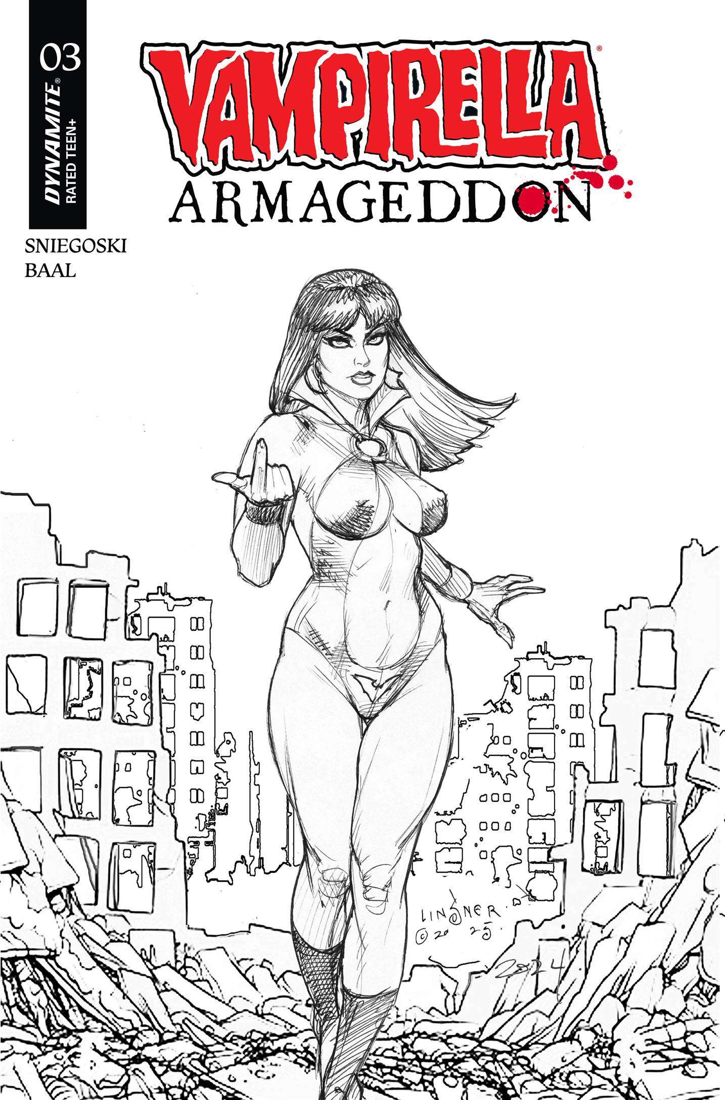 Vampirella Armageddon #3 G 1:10 Linsner Line Art (09/17/2025) Dynamite