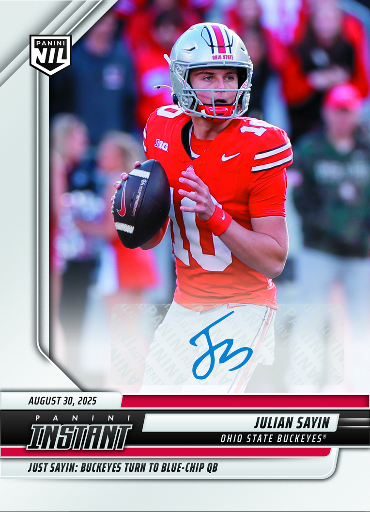 2025 Panini Instant Julian Sayin #JSA Auto /99 Just Sayin: Buckeyes Turn to Blue Chip QB Ohio State Buckeyes Rookie RC Football Card