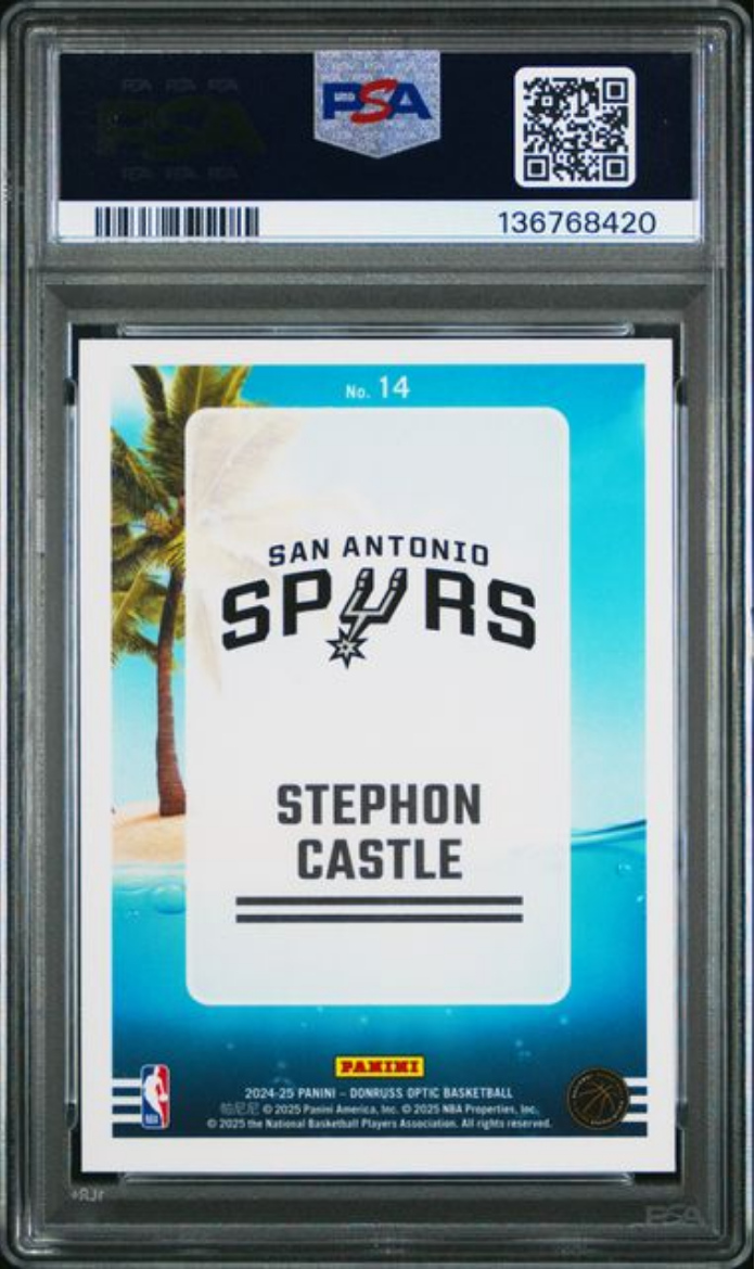 Graded 2024 Panini Donruss Optic Stephon Castle #14 Splash! Rookie RC Basketball Card PSA 10 Gem Mint - Golden Apple Comics