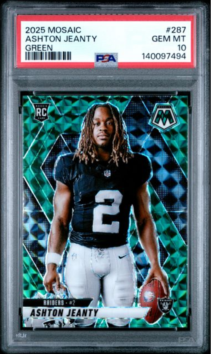 Graded 2025 Panini Mosaic Ashton Jeanty #287 Green Rookie RC Football
