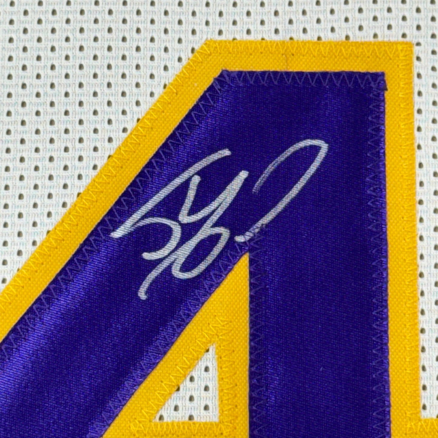 Framed Autographed/Signed Shaquille Shaq O'Neal 35x39 Los Angeles LA White Basketball Jersey JSA COA