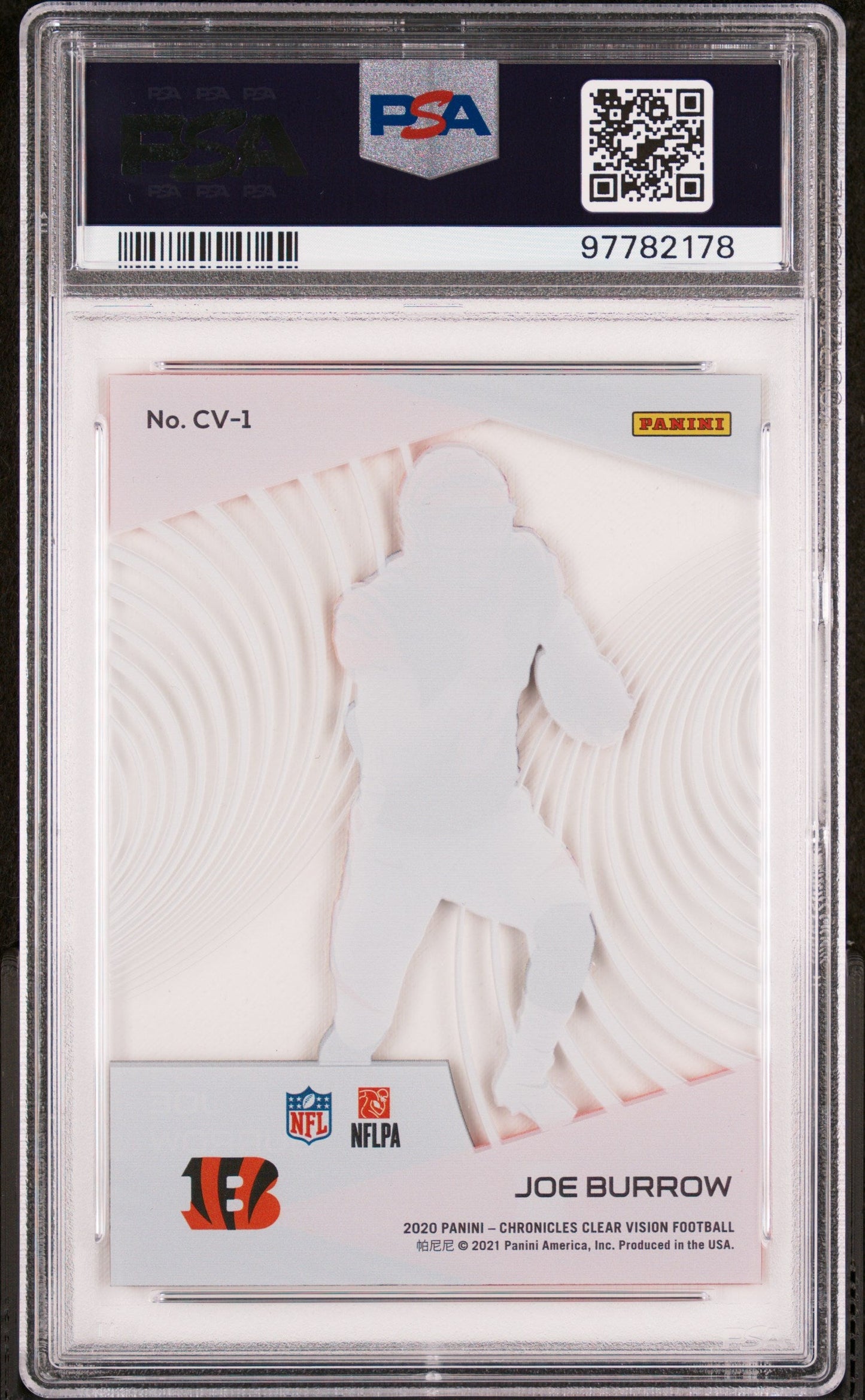 Graded 2020 Panini Chronicles Joe Burrow #CV1 Clear Vision Rookies Rookie RC Football Card PSA 10 Gem Mint