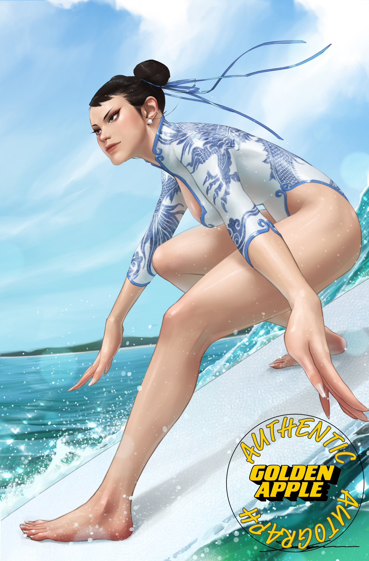 2025 Street Fighter & Friends Swimsuit Special #1 SIGNED Jeehyung Lee Chun-Li Surfing Bikini Variant (10/01/2025) Udon