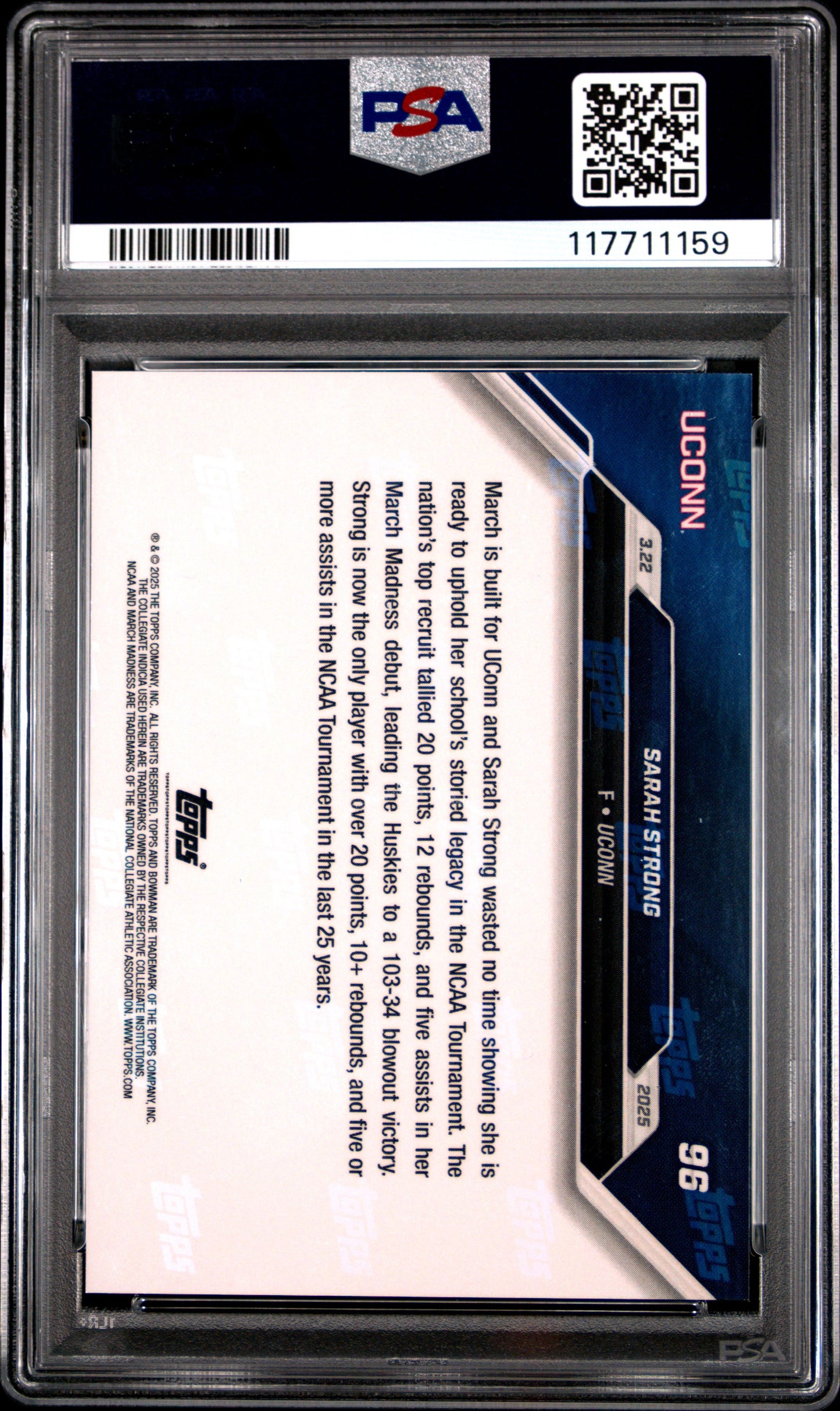 Graded 2024 Topps Bowman U Now Sarah Strong #96 Rookie RC Basketball Card PSA 10 Gem Mint