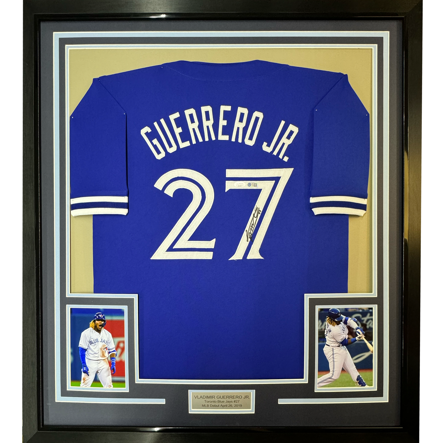 Framed Autographed/Signed Vladimir Vlad Guerrero Jr. 35x39 Toronto Blue Baseball Jersey PSA/DNA COA - Golden Apple Comics