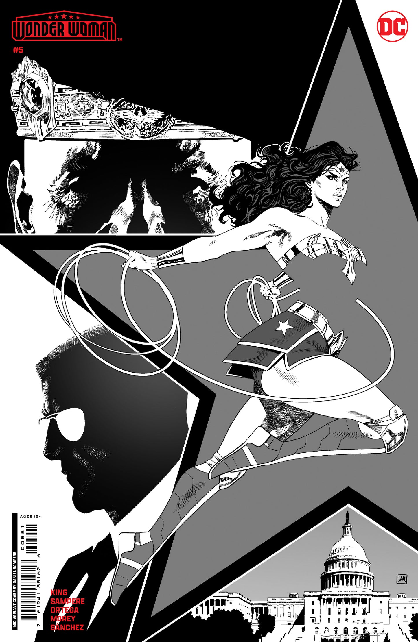 Wonder Woman #5 E 1:50 Daniel Sampere B&W Card Stock Variant (01/16/2024) Dc