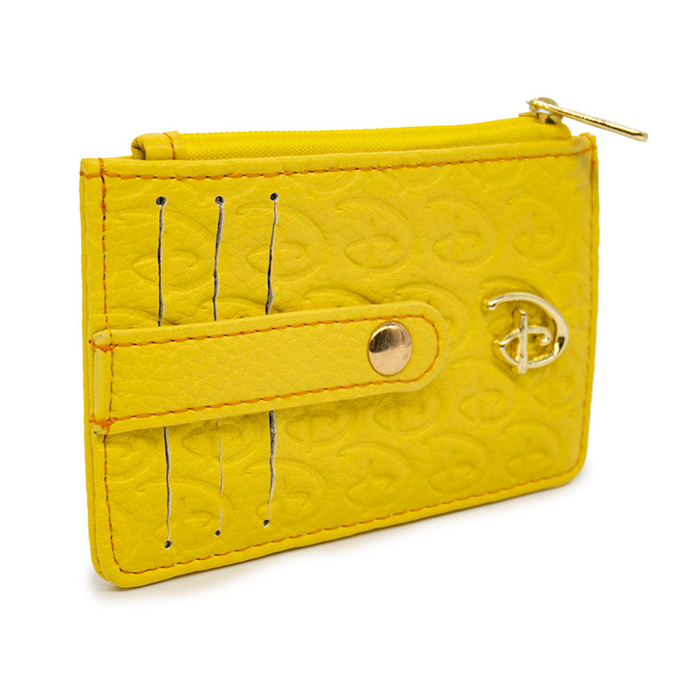 Wallet ID Card Holder - Disney Signature D Debossed Yellow PU with Gold Metal D Icon
