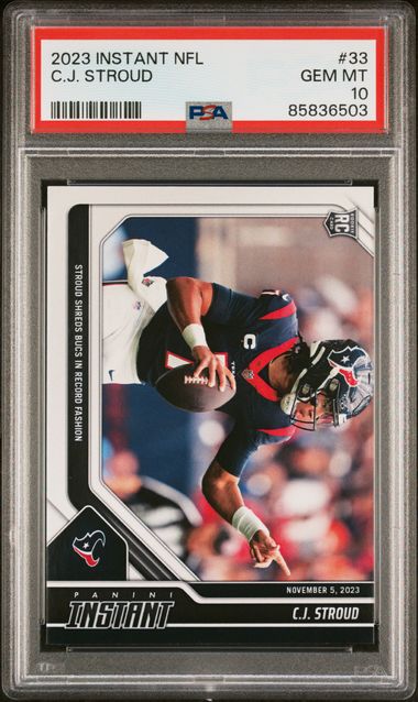 cj stroud graded card 2023 Panini Instant #33 Rookie RC Football PSA 10 Gem Mint Pack Options:Zangoose (Unsearched) 336.135 It features a bold Revive · Base Set