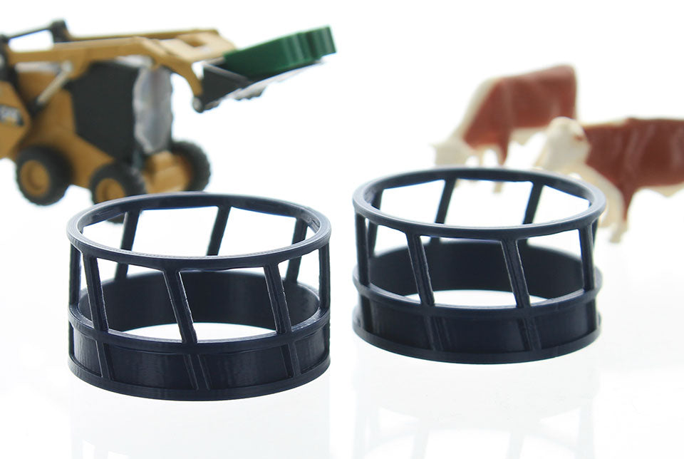 3D To Scale 64-300-BL 1/64 – Hay Feeder 2pk Blue Diorama Accessory