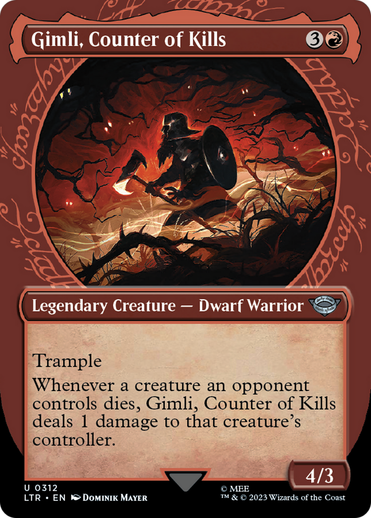 Gimli, Counter of Kills (LTR-312) - The Lord of the Rings: Tales of Middle-earth: (Showcase) (Borderless) Foil