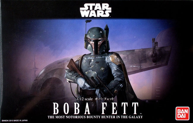 Bandai 10941 1/12 Star Wars Boba Fett Bounty Hunter Figure Snap Together Plastic Model Kit