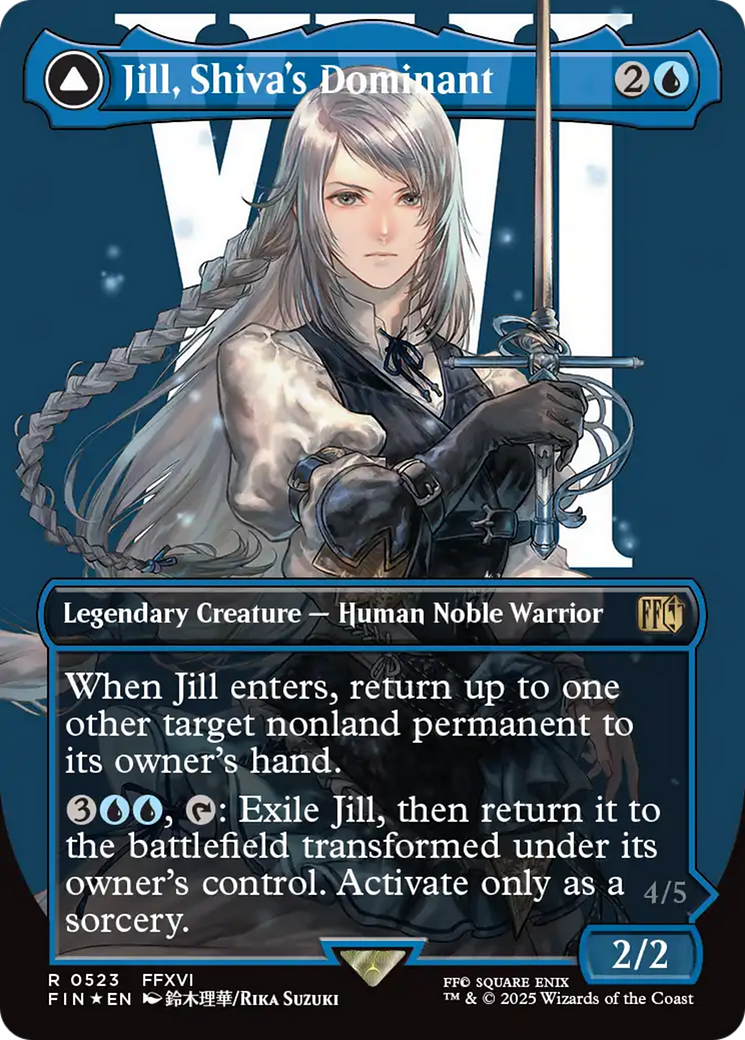 Jill, Shiva's Dominant // Shiva, Warden of Ice (FIN-523) - FINAL FANTASY: (enchantment) (Borderless) Foil - Golden Apple Comics