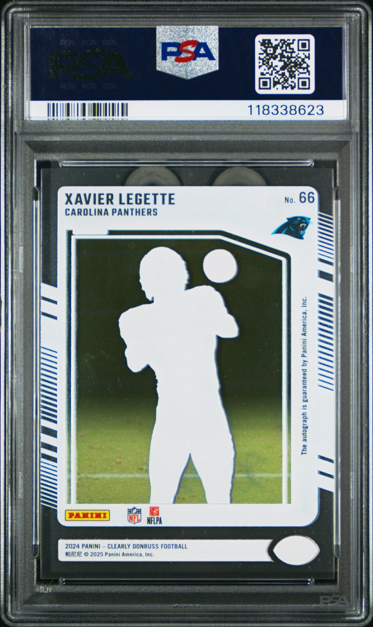 Graded 2024 Panini Clearly Donruss Xavier Legette #66 Autograph Rookie RC Football Card PSA 10 Gem Mint