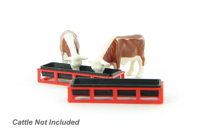 3D To Scale 64-302-R 1/64 – Feed Trough 2pk Red/Black Livestock Diorama