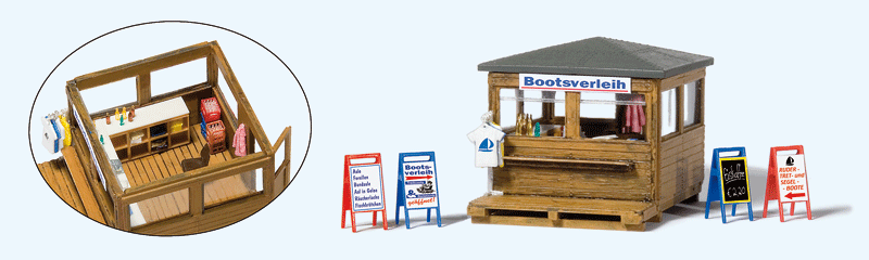 Preiser 17314 HO Scale Boat Rental Kiosk -- Kit