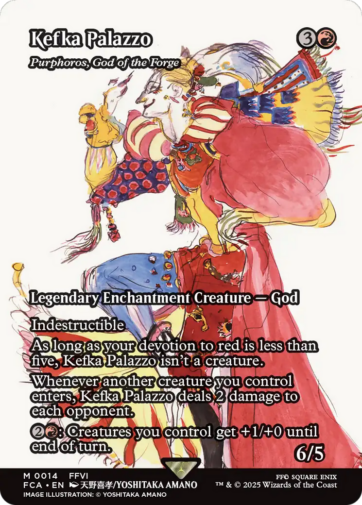 Kefka Palazzo - Purphoros, God of the Forge (Showcase) (FCA-014) - FINAL FANTASY: Through the Ages / Kefka Palazzo: (enchantment) (Borderless) Foil - Golden Apple Comics