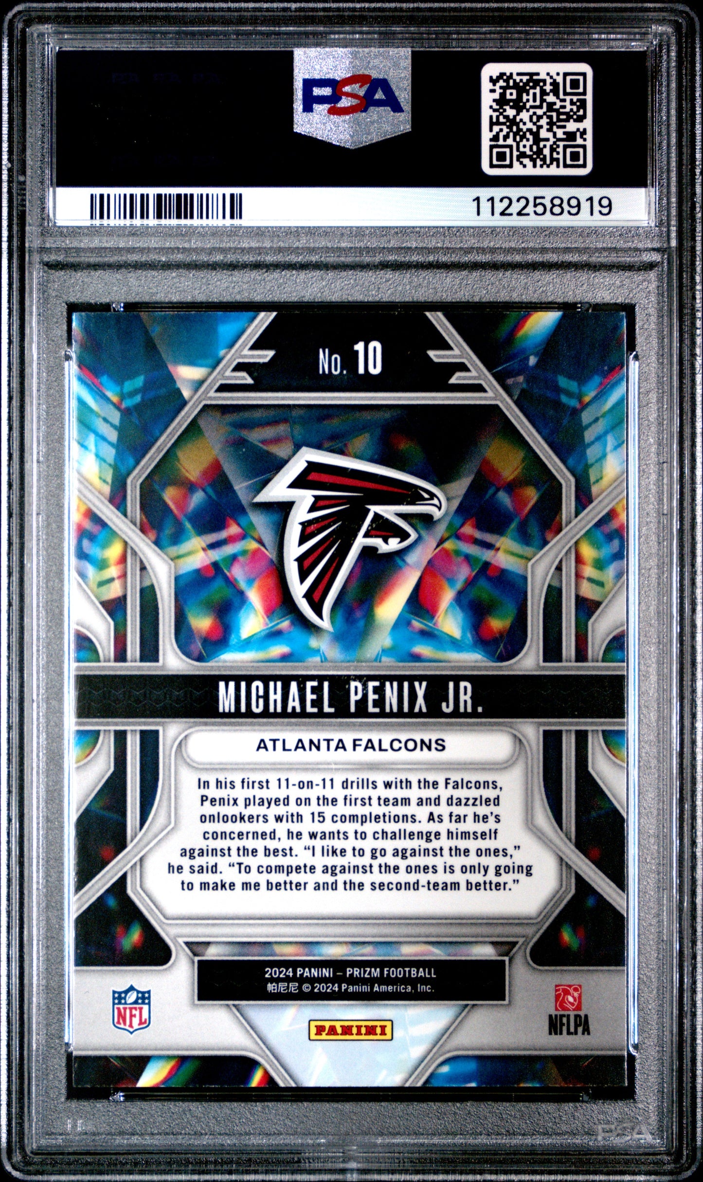 Graded 2024 Panini Prizm Michael Penix Jr #10 Prizmatic Rookie RC Football Card PSA 10 Gem Mint - Golden Apple Comics