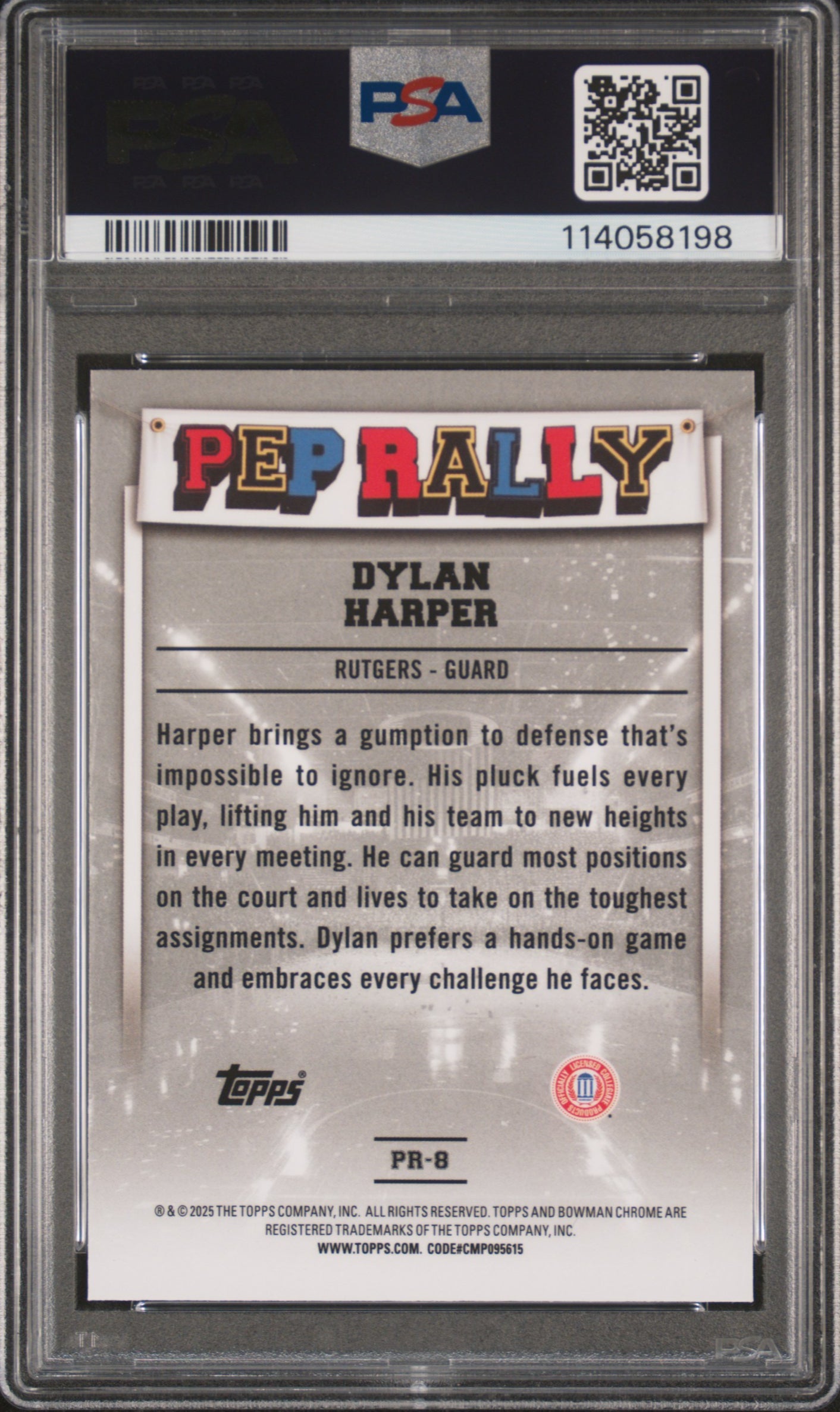 Graded 2024 Topps Bowman U Chrome Dylan Harper #PR8 Pep Rally Rookie RC Basketball Card PSA 10 Gem Mint