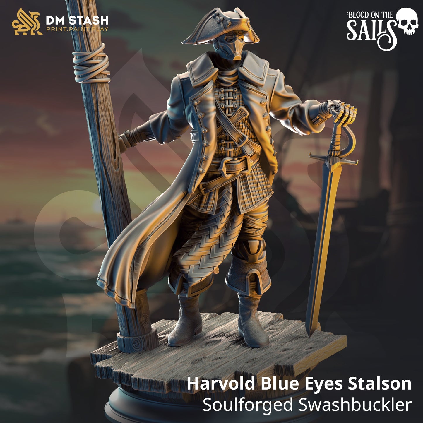 Harvold "Blue Eyes" Stalson, Soulforged Swashbuckler (Male Warforged Pirate) - Golden Apple Comics