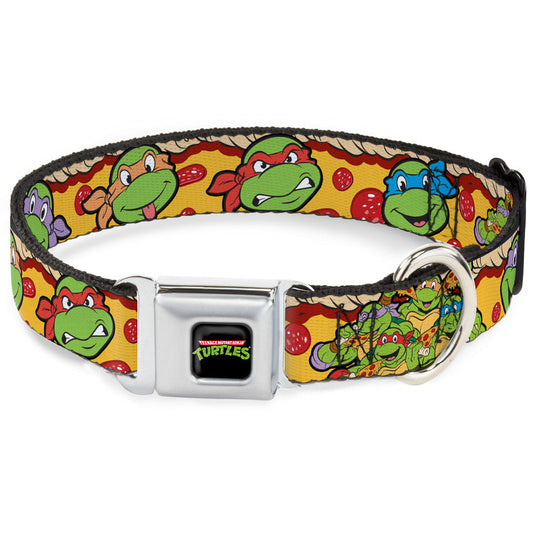 Classic TMNT Logo Seatbelt Buckle Collar - Classic Teenage Mutant Ninja Turtles 4-Turtle Faces Pepperoni Pizza/Turtles Pose16