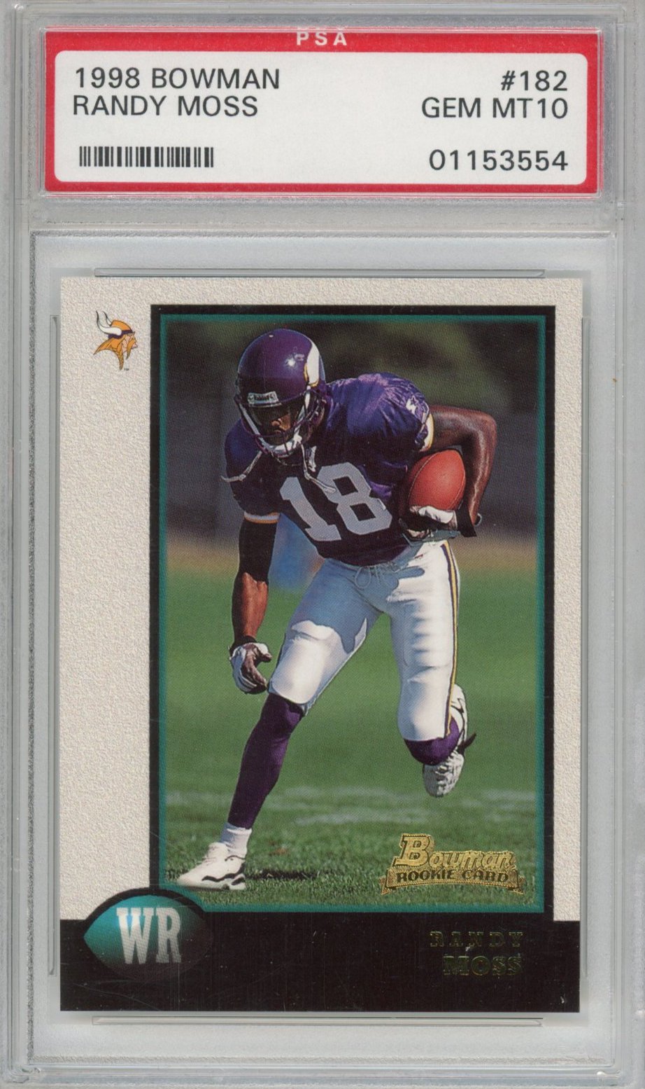 Graded 1998 Bowman Randy Moss #182 Rookie RC Football Card PSA 10 Gem Mint
