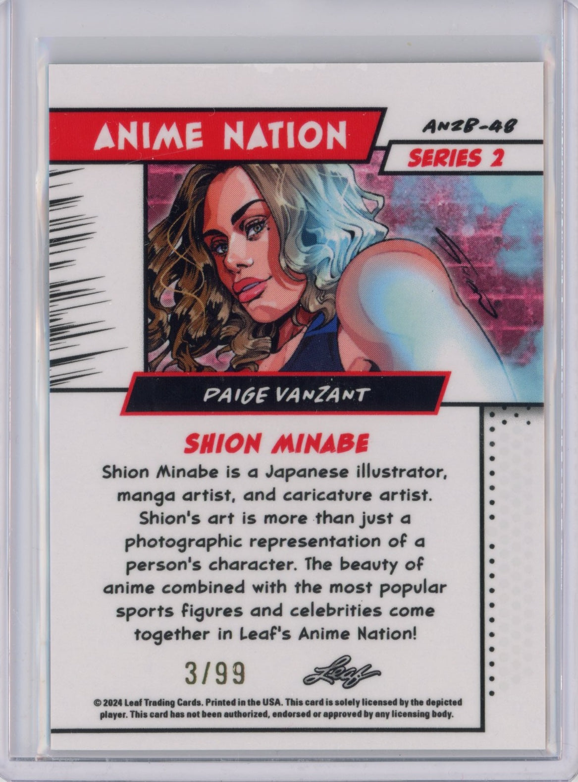 2025 Leaf Web Exclusives Anime Nation Paige VanZant #48 Silver /99 MMA Card