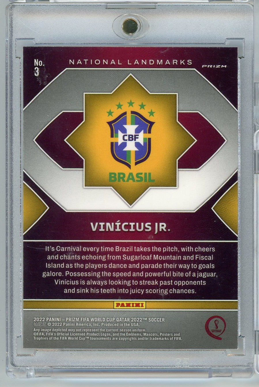 2022 Panini Prizm World Cup National Landmarks Vini Vinicius Jr #3 Case Hit Soccer Card