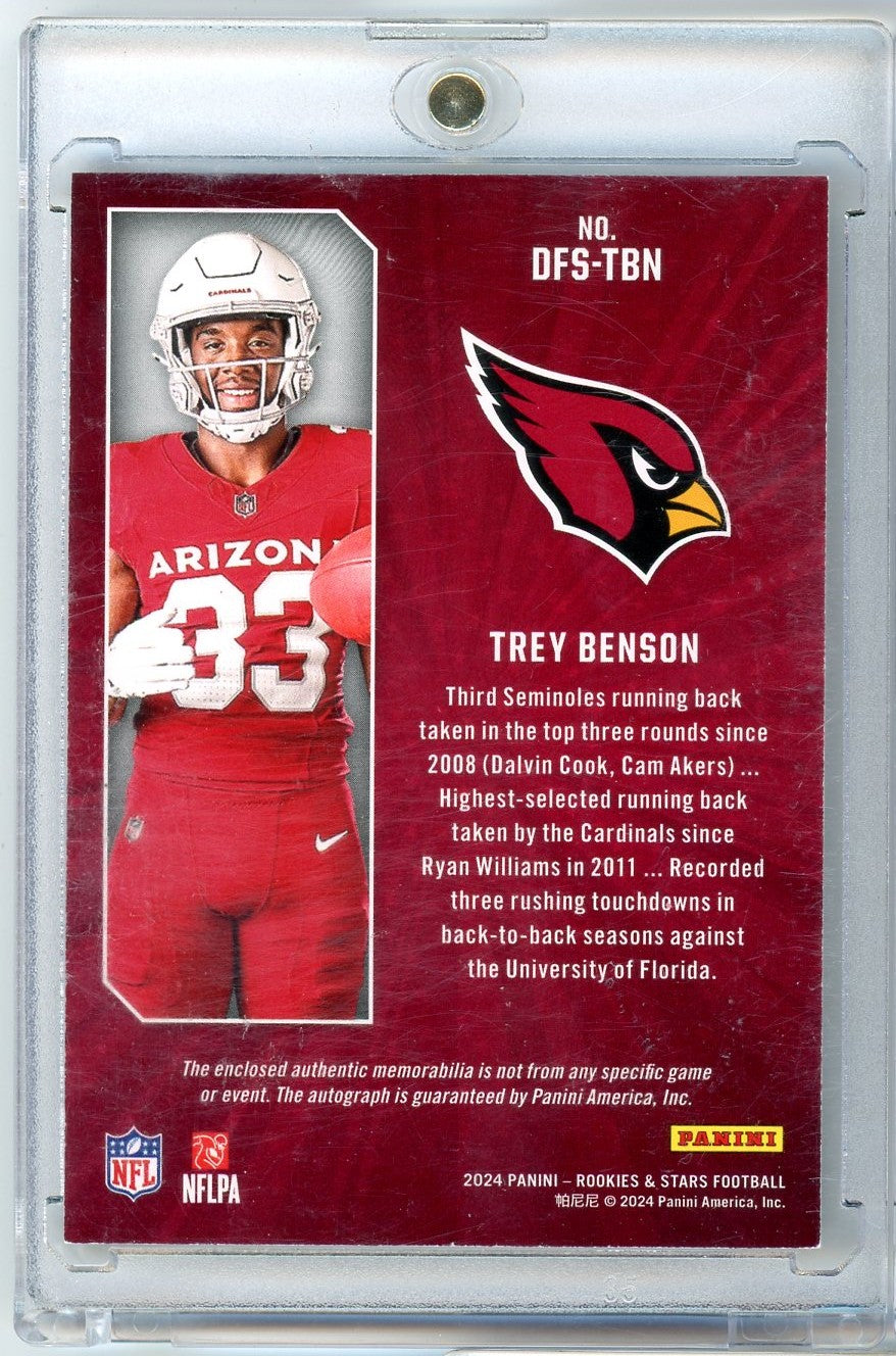 2024 Panini Rookies & Stars Dress for Success Trey Benson #DFS-TBN /99 RPA Autographed Rookie RC Football Card