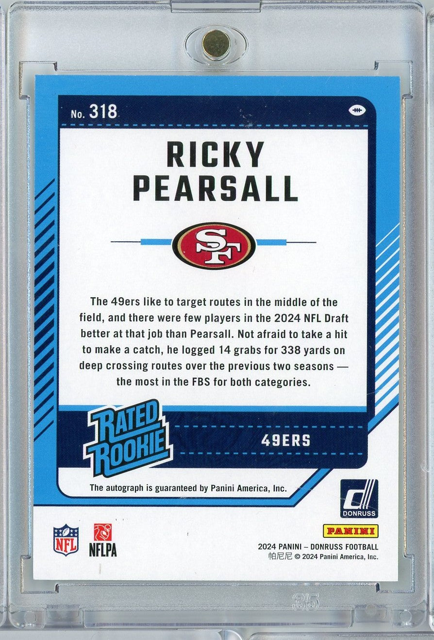 2024 Panini Donruss Ricky Pearsall #318 Green Parallel Auto Rookie RC Football Card