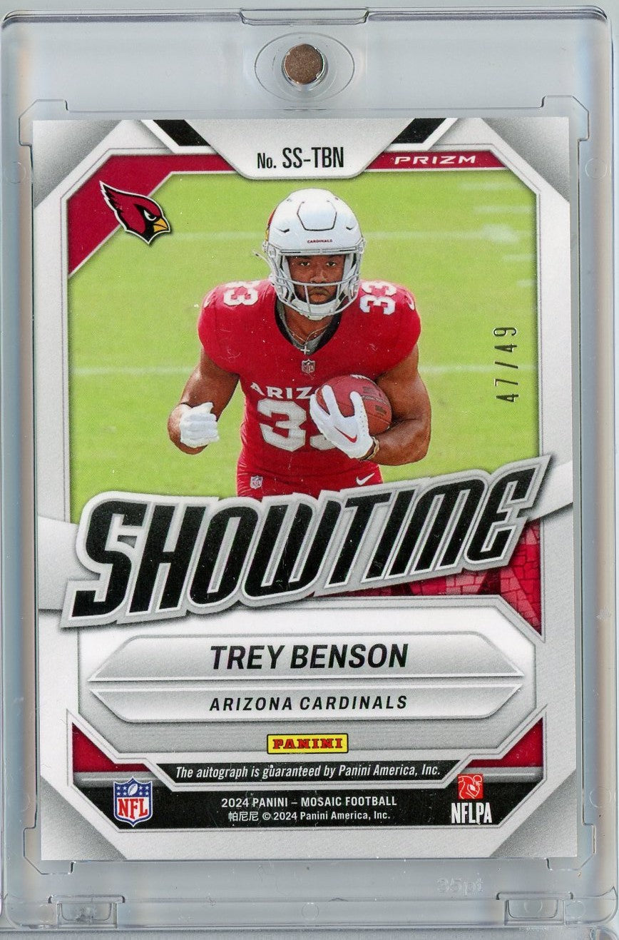 2024 Panini Mosaic Showtime Trey Benson #SS-TBN /49 Auto Rookie RC Football Card