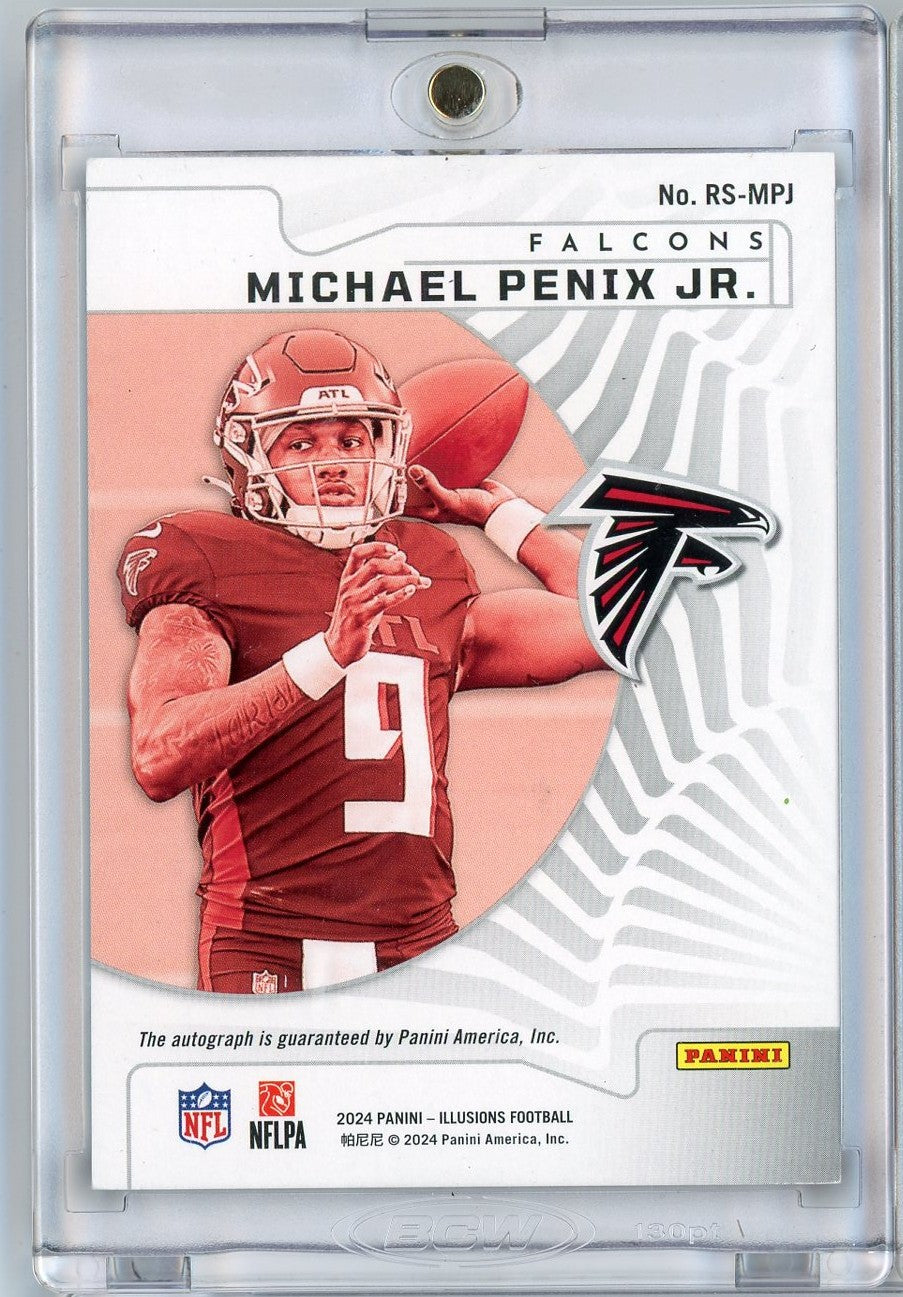 2024 Panini Illusions Michael Penix Jr #RSMPJ /75 Rookie Signs Auto Atlanta Falcons Rookie RC Football Card
