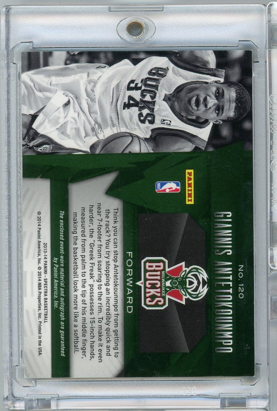 2013 Panini Spectra Giannis Antetokounmpo #120 Rookie Patch Auto Event Worn Patch Rookie RC Basketball Card