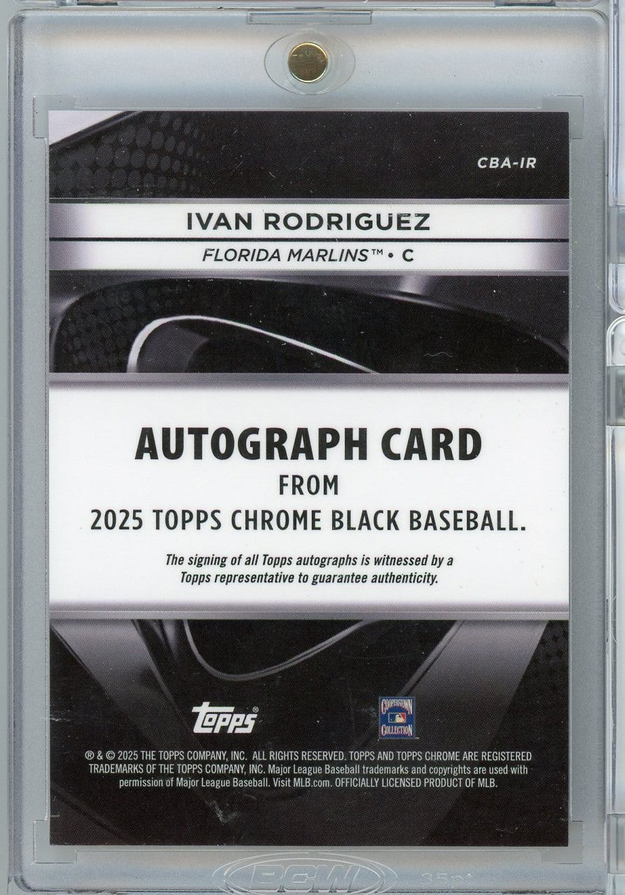 2025 Topps Chrome Black Ivan Pudge Rodriguez #CBA-IR /50 Gold Mini Diamond Auto Baseball Card