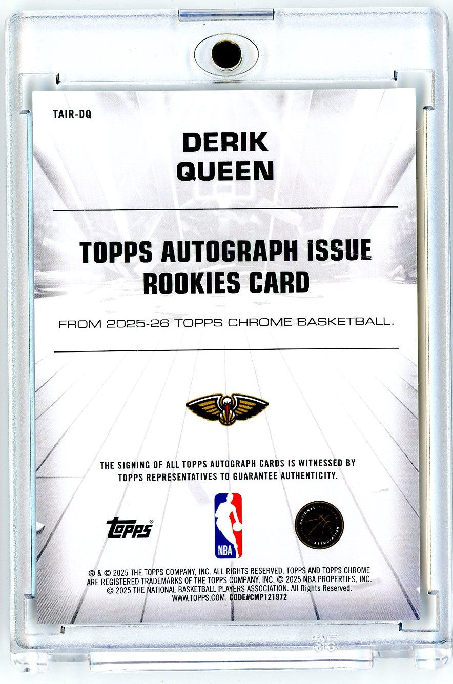 2024 Topps Chrome Derik Queen #TAIRDQ New Orleans Pelicans Auto Rookie RC Basketball Card - Golden Apple Comics