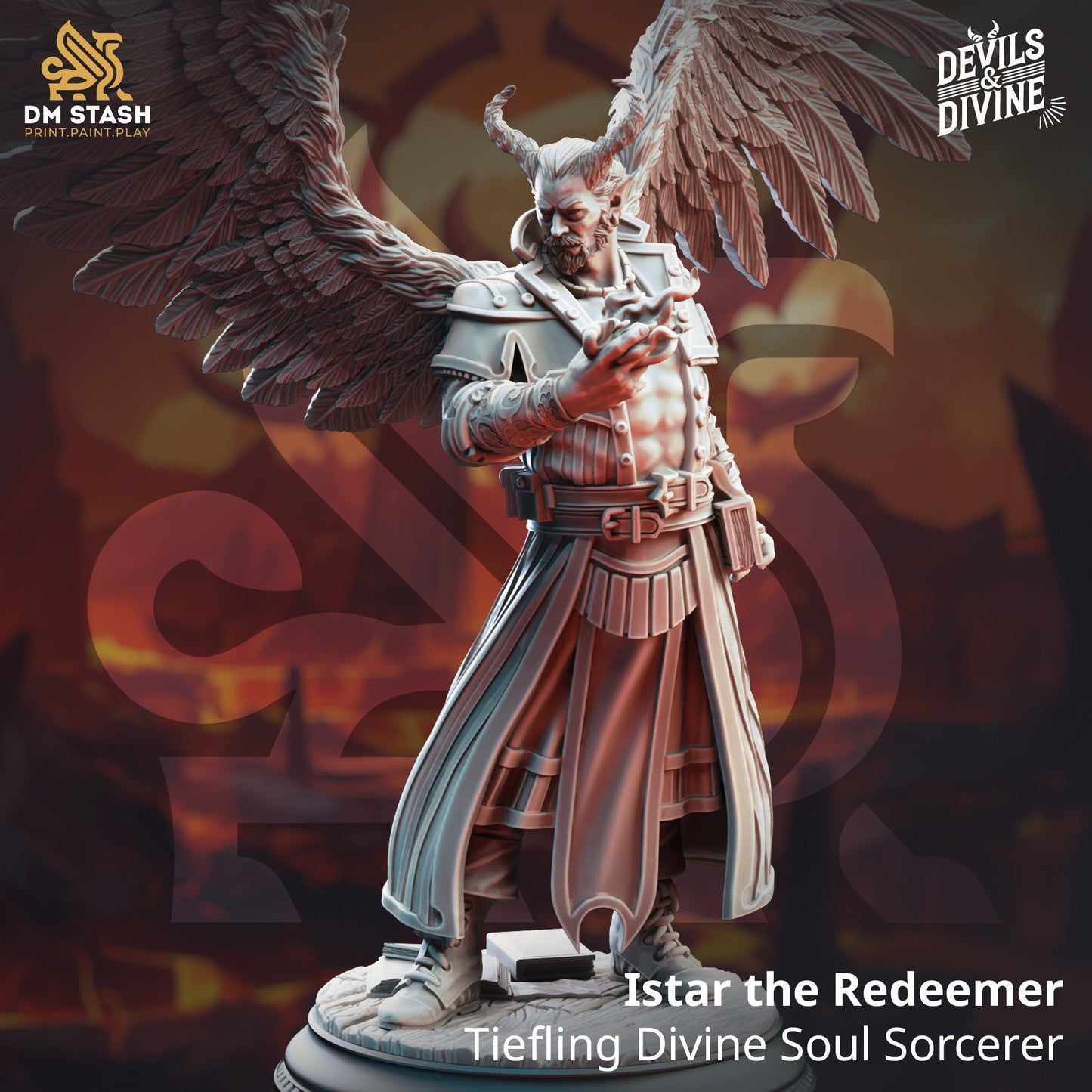 Istar the Redeemer (Male Tiefling Divine Soul Sorcerer) - Golden Apple Comics