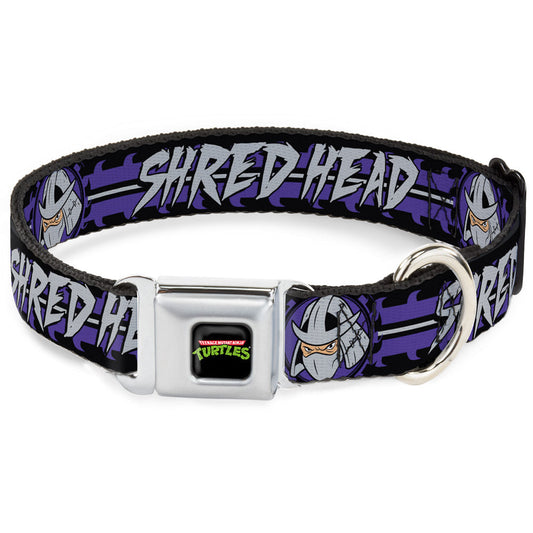 Classic TMNT Logo Seatbelt Buckle Collar - Shredder Head SHRED HEAD/Stripe Black/Purple/Gray