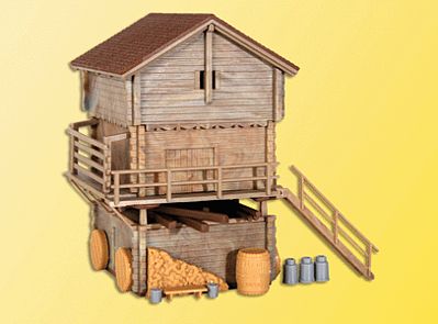 Kibri 38035 HO Scale Wood Barn & Shed -- Kit - 2-9/16 x 3-3/4 x 3-9/16" 6.5 x 9.5 x 9cm