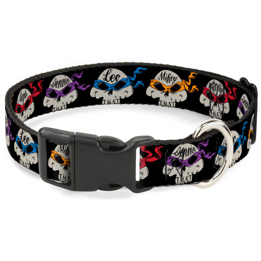 Plastic Clip Collar - TMNT 4-Turtle Road Rebel Skulls Black