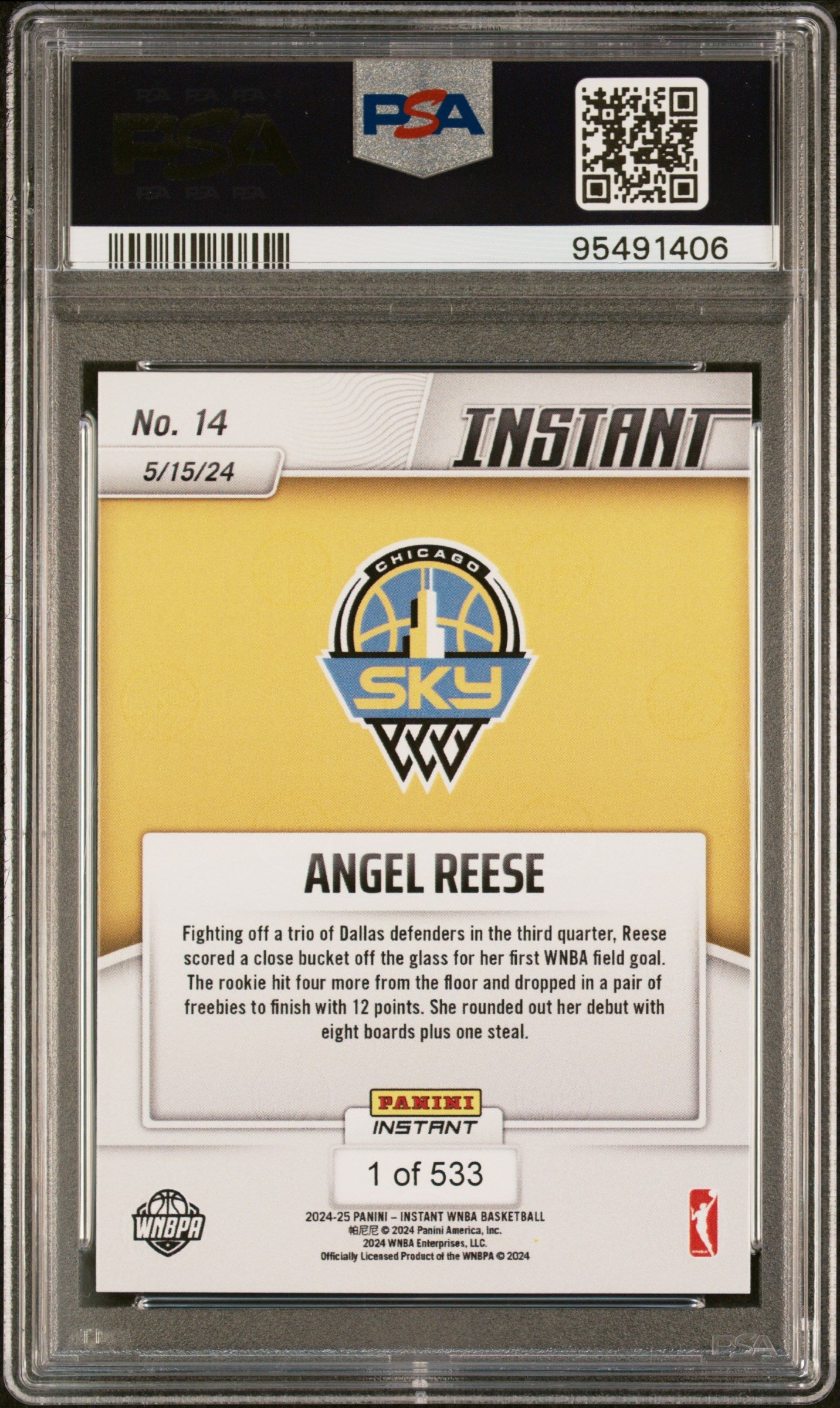Graded 2024 Panini Instant WNBA Angel Reese #14 Rookie RC Basketball Card PSA 10 Gem Mint