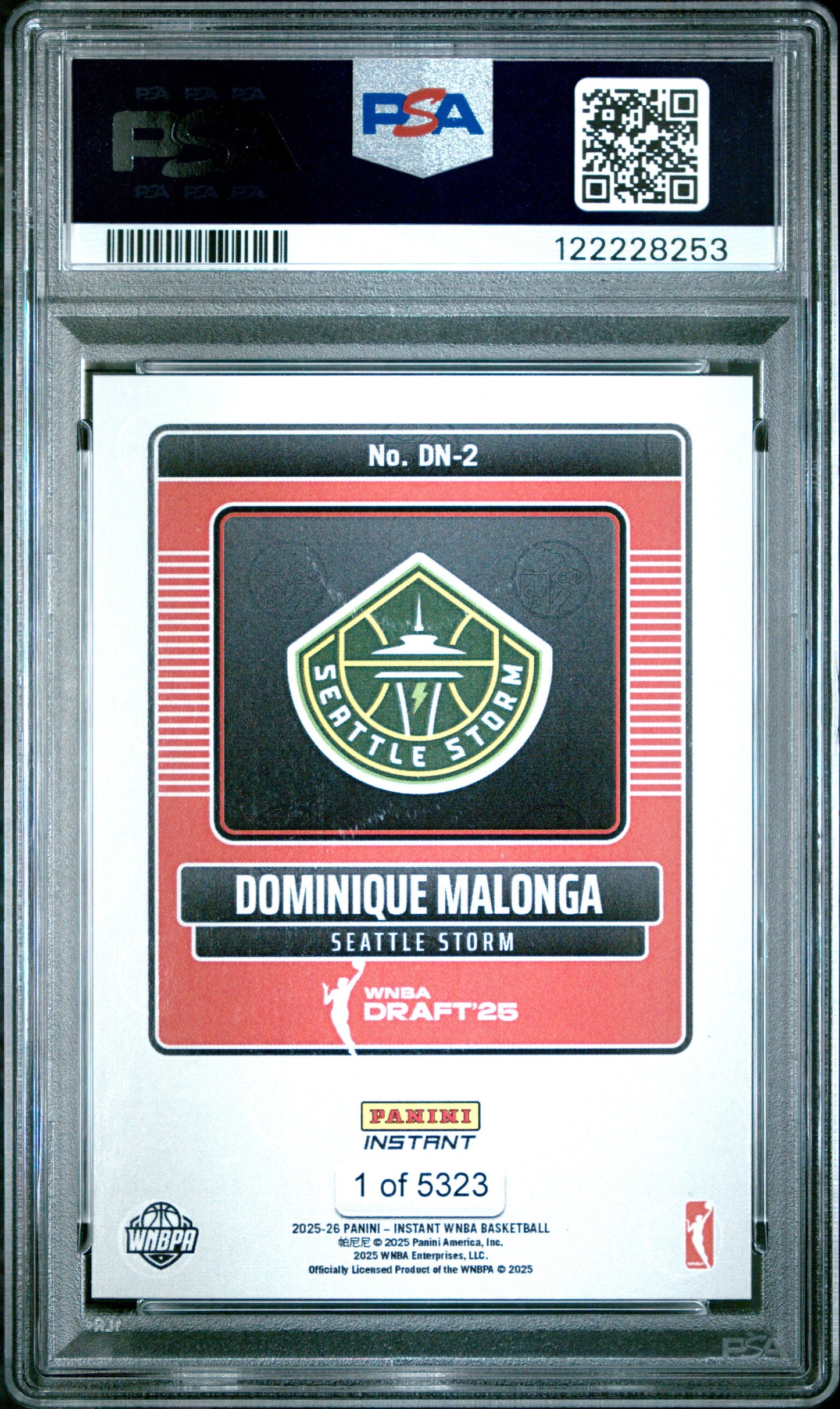 Graded 2025 Panini Instant Dominque Malonga #DN2 Draft Night Rookie RC Basketball Card PSA 8 Near Mint