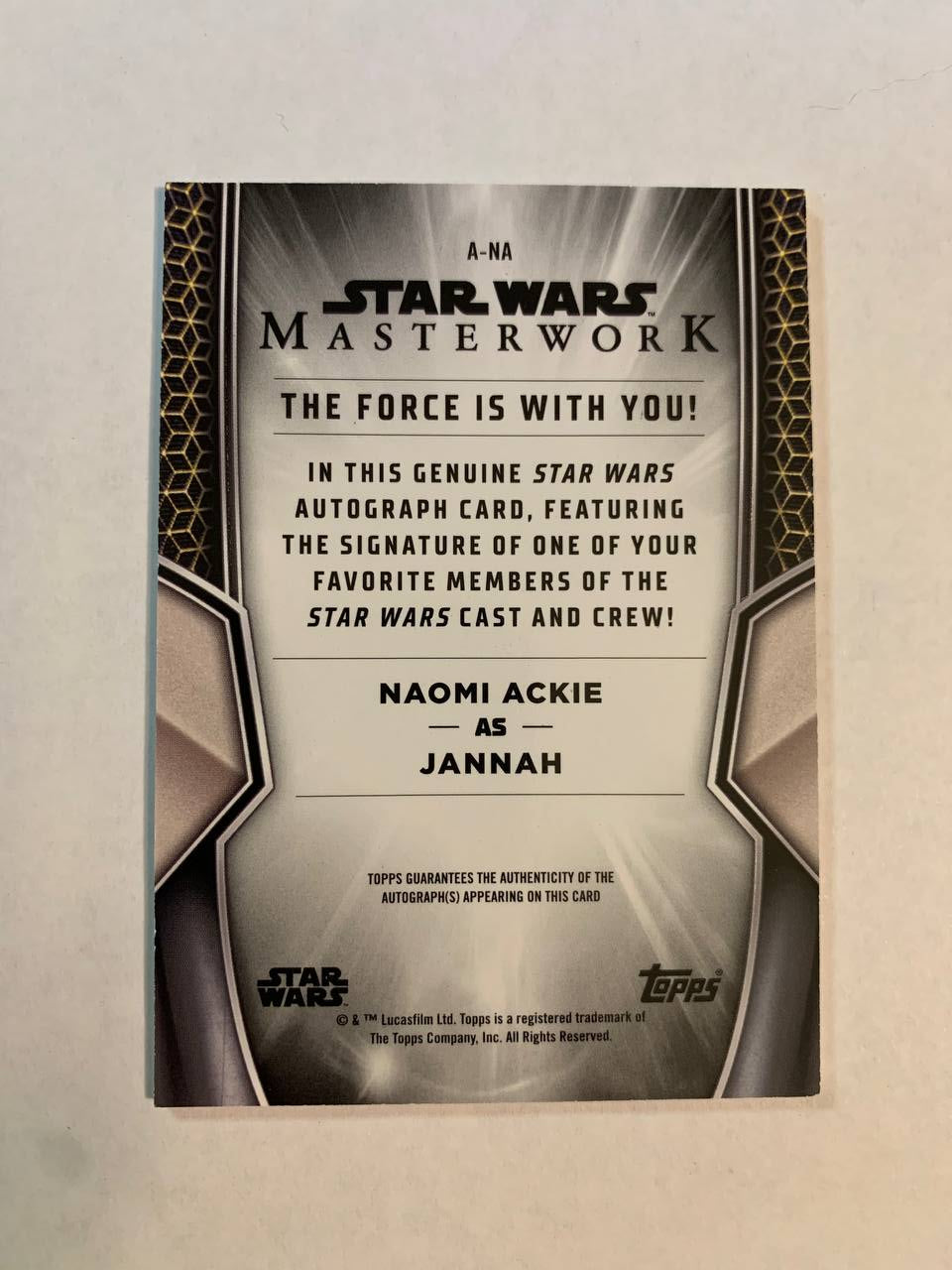 Star Wars Topps Masterworks 2025 Jannah Naomi Ackie Auto Autograph Signed Trading Card